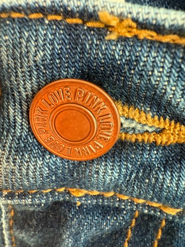 Victoria's Secret Denim by PINK High Rise Zip Fly Straight Jeans Blue Size 6 NWT - Picture 6 of 16