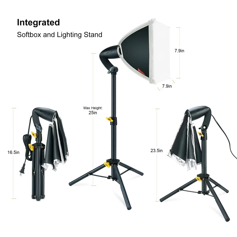 Lincostore Mini Softbox Lighting Kit 8x8inch, Table Top Photography Lighting ... - Image 4 of 4