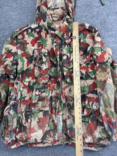 Vintage Swiss Alpenflage Jacket Mens Large Camo Hooded Military Field FZM 72 70s - Picture 2 of 9