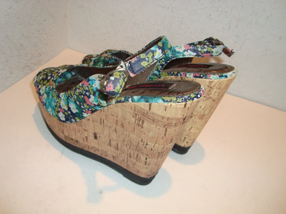 Материал девочка новый женщин волна мульти цветочный печать на танкетке сандалии туфли 8 средний - Изображение 4 из 4