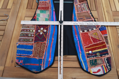Vintage Y2K Patchwork Vest Womens Mixed Media Bohemian Festival Colorful - Picture 4 of 13
