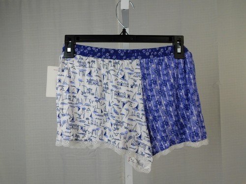 Layla Sleepwear, Women's Printed Boxer Pajama Shorts Blue Small #8044 - Picture 2 of 3
