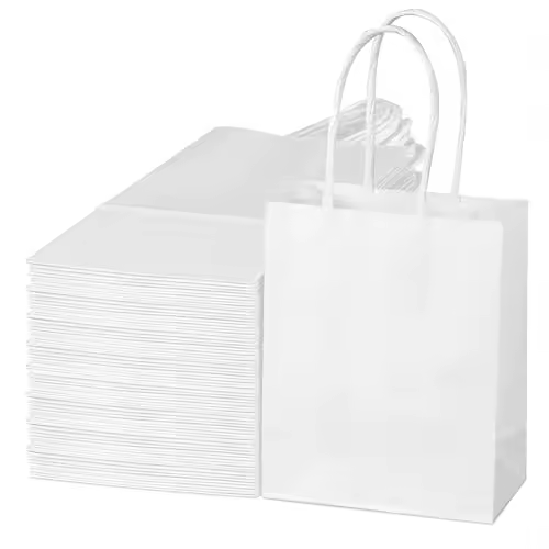 White Kraft Paper Bags 250 Bags per Box 10x5.11 x 13.99 - Picture 3 of 3