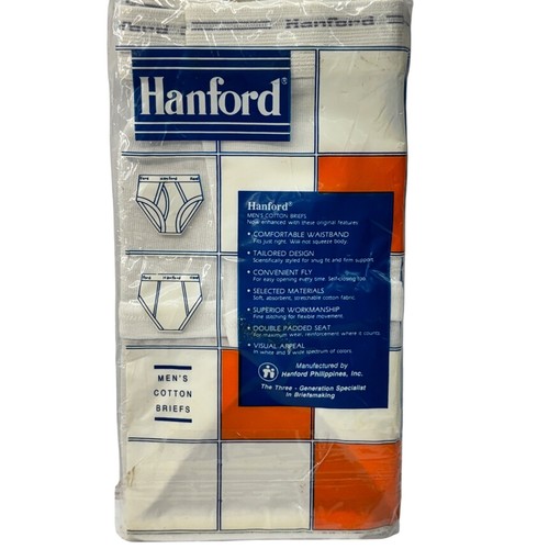Raro slip uomo 1989 Hanford PBA cotone bianco taglia 28 doppia seduta imbottita 2 pezzi NUOVO - Foto 3 di 7