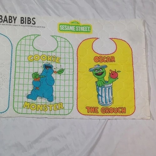 Vtg Sesame Street Easy DIY Bib Sewing Kit Pattern #12135 Big Bird Cookie Monster - Picture 3 of 7