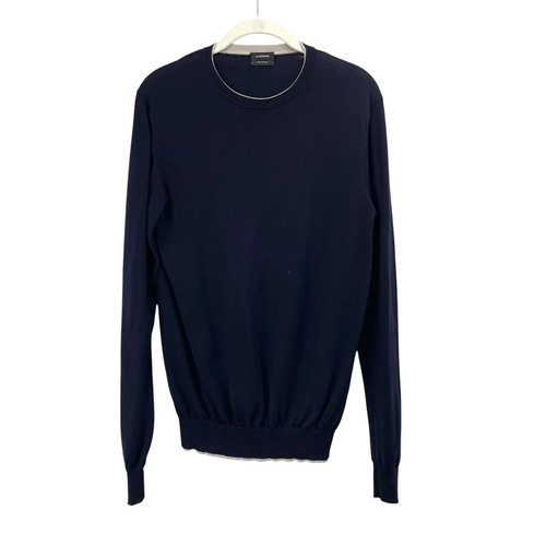 Jill Sander cotton contrast trim Sweater Size 44 navy blue made in Italy - Picture 1 of 10
