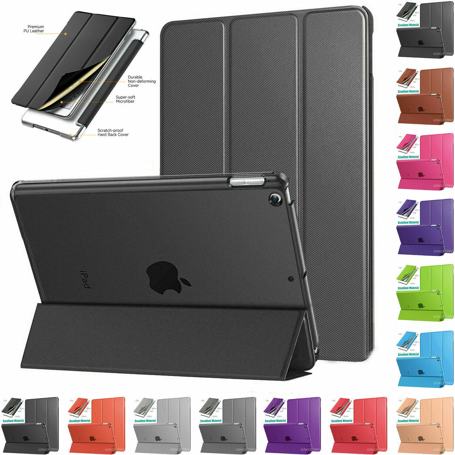 Smart Case for iPad 10th 9/8/7/10.2/6/5th Generation 9.7 Air 1/2/3/5 Pro 11 Mini