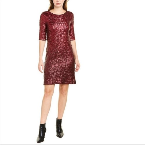 Neu mit Etikett Betsey Johnson burgunderrot ombre Pailletten Kleid Größe 6 - Bild 1 von 11
