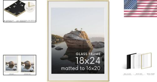 Elegant 18x24 Brushed Metal Picture Frame with Hanging Kit - Gift-Ready Design - Picture 2 of 8