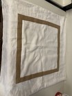 Pottery Barn Textured Linen Frame Pillow Cover Cream w/ Taupe Stripe 26”