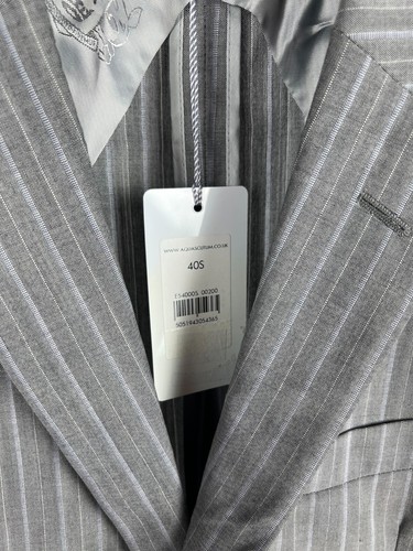 NEW Aquascutum London Men's Wool Mohair Grey Striped Suit 2 Piece Size US 40S - Picture 9 of 24