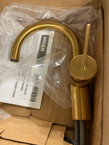 Moen 6221BG CIA Collection Single Handle Bathroom Sink Faucet, Brushed Gold - Picture 4 of 4