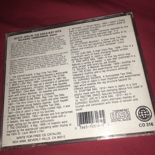 Scott Joplin's Greatest Hits by Richard Zimmerman (Piano) (CD, Bescol) - Picture 2 of 2