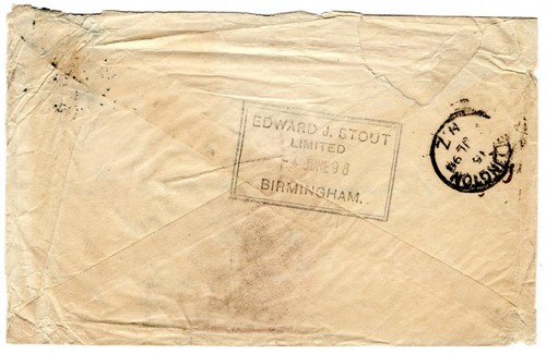 Cubierta GB Birmingham Círculo Cuadrado NUEVA ZELANDA *Vía Frisco*5d Jubileo 1898 MZ522 - Imagen 8 de 9