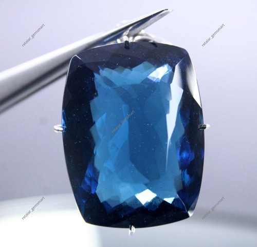 Blue Spinel Gemstone 86 Ct Sterling Silver Jewelry Handmade Cushion Pendant - Picture 2 of 6