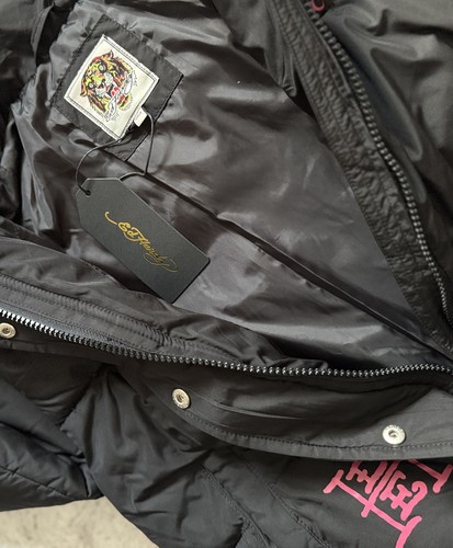 Hype X Ed Hardy Cropped Black Puffer Jacket GIRLS SIZE 8 128 CM - Picture 5 of 10