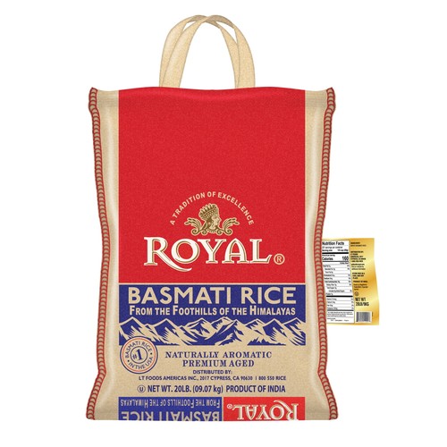 Authentic Naturally Aged Long Grain Indian White Basmati Rice, 20 Lb. Bag - Picture 2 of 12