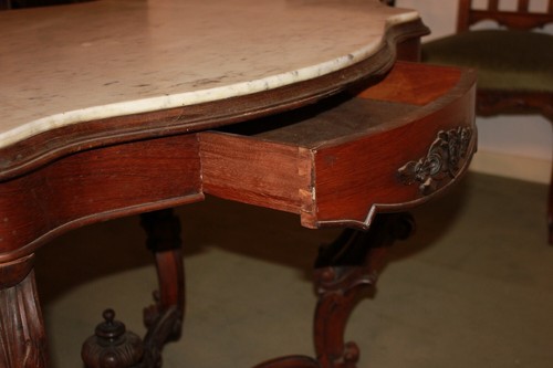 Tavolino da centro Napoletano stile Luigi Filippo in legno di noce - Foto 5 di 5