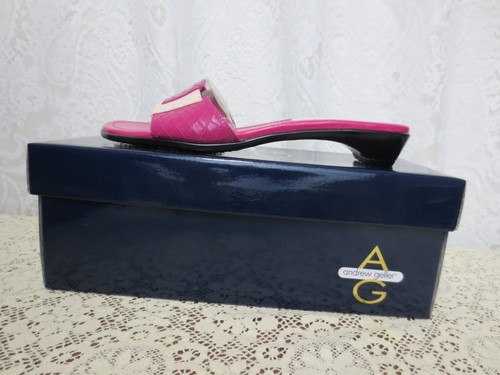 Andrew Geller HIRED in Fuchsia/Blush Pink Kitten Heel Sandals 8.5 M NEW W/Box - Picture 4 of 10