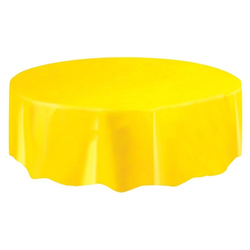 213cm Diameter Solid-colored Plastic Tablecloth Disposable Round Table Cover - Picture 11 of 12