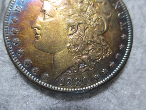 1880-s Morgan Silver Dollar Higher Grade Monster Toning BEAUTIFUL - Picture 3 of 8