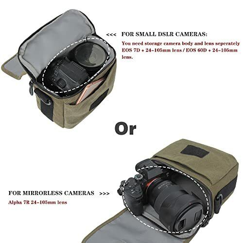 Besnfoto Camera Bag Small Mirrorless Camera Shoulder Bag Purse Waterproof Canvas Cute Compact Camera Messenger Bag Case for Women and Men Army Green