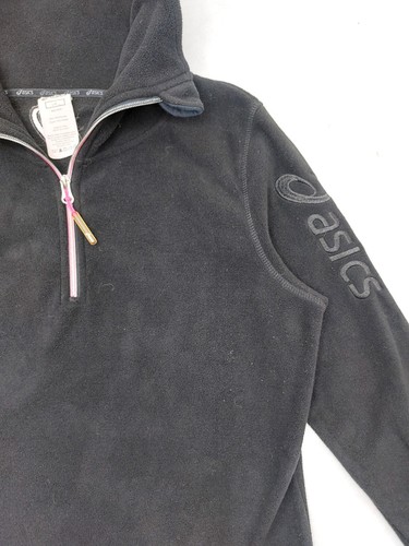 ASICS Fleece Sweatshirt Sweater Womens Large Full Zip Long Sleeve Gym Black - Picture 7 of 16