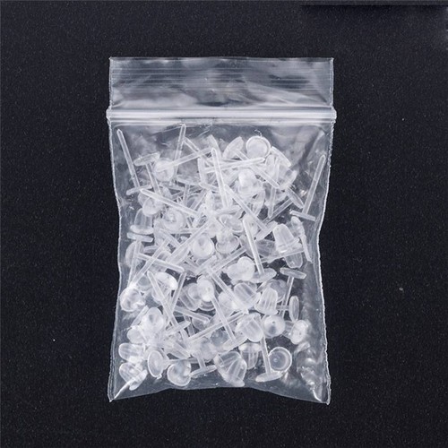 Reemplazo de pendiente de perno nariz oreja 50 piezas perno oreja transparente cabeza plana - Imagen 2 de 8