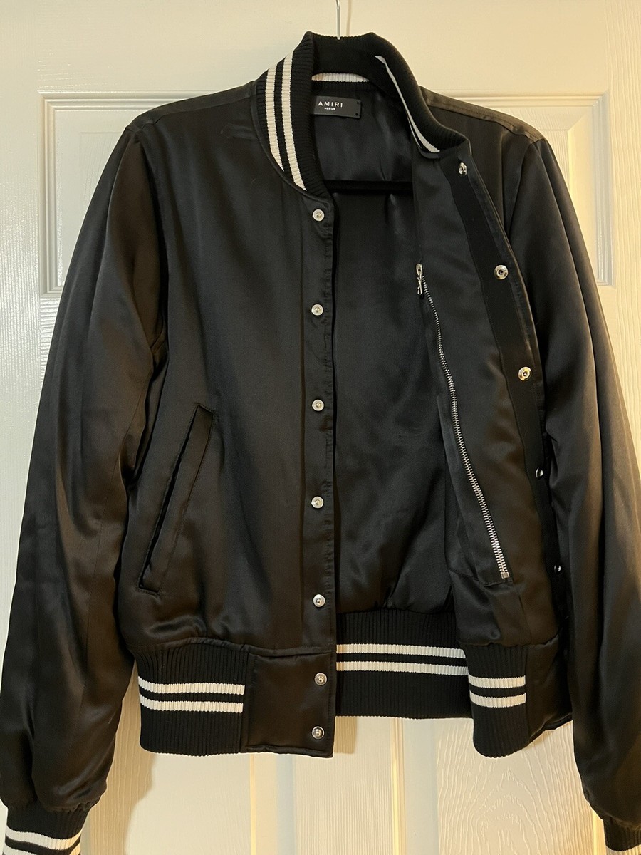 AUTHENTIC AMIRI Lovers Embroidered Satin Bomber Jacket AUTHENTIC AMIRI Lovers Embroidered Satin Bomber Jacket