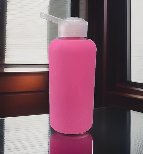 Apana Glass Water Bottle With Crystal Lid Pink 32 Oz