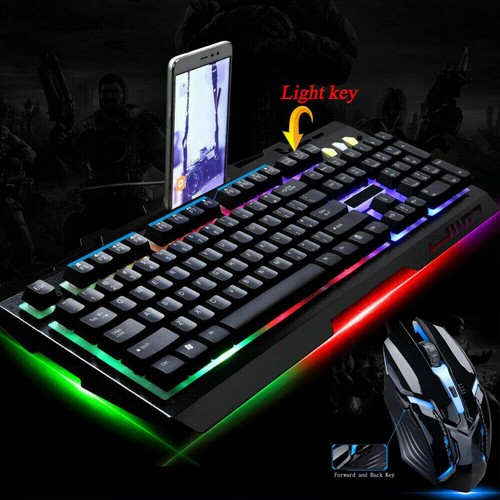 Computer Desktop Gaming Keyboard Game Mouse Mechanical Feel Led Light Backlit PC - Picture 21 of 76