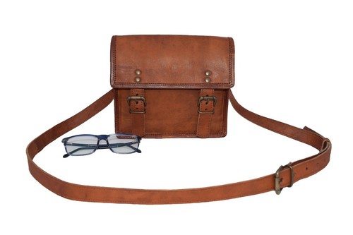 Bandolera de cuero genuino de 9 pulgadas Cartera Cartera Cartera Bolso de mano Mensajero Eslinga - Imagen 3 de 12