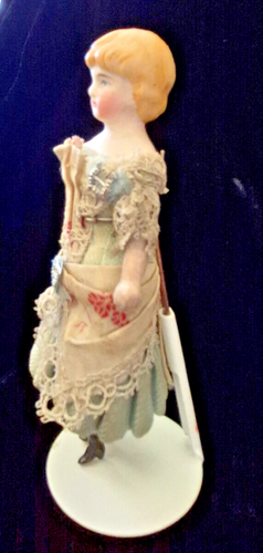 Antique Dollhouse Girl 1:12 Scale - Orig Hand-made Clothing - 4-3/4" - Stand Inc - Picture 8 of 15