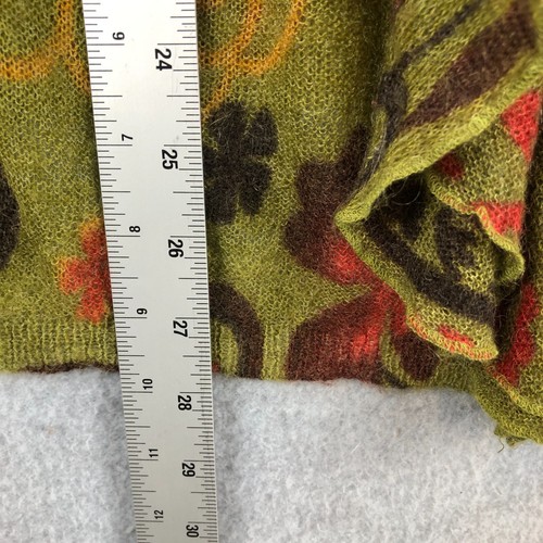 Guinevere Mohair Merino Wool Floral Cardigan Sweater Womens L Ruffle Collar/Hem - Picture 10 of 13