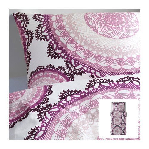 Set biancheria da letto IKEA Lyckoax 140x200 cm copriletto bianco viola rosa nuovo! Set letto - Foto 1 di 1