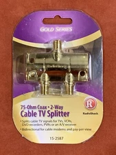 Radio Shack Gold Series 2-Way Cable TV Splitter 75-Ohm Coax NEW never used