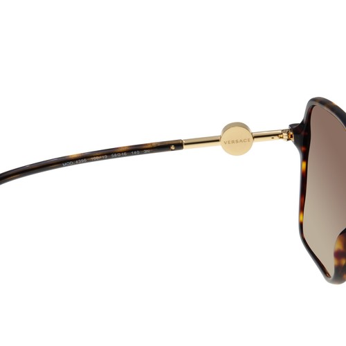 Gafas de sol Versace de gran tamaño VE4396 108/13 Havana con lentes degradadas con templos dorados - Imagen 7 de 8