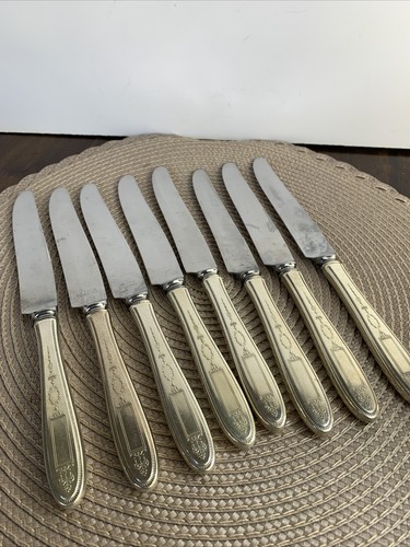 Piatto comunitario vintage 8 coltelli da cena piatto argento argenteria - Foto 9 di 11