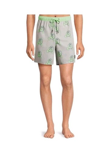 Neff Swim Shorts MEDIUM 32-34 Men Green Novelty Boardshorts Just Be Peaceful NEW - Picture 3 of 13