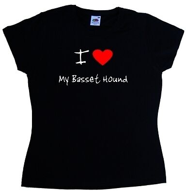 I Love Heart My Basset Hound Ladies T-Shirt - Picture 1 of 1