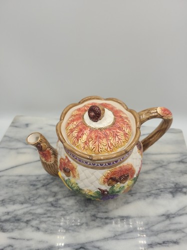 Omnibus By Fitz & Floyd ~ 1995 42 OZ Teapot Fall Acorn Pattern ~ Retired Autumn - Picture 2 of 11