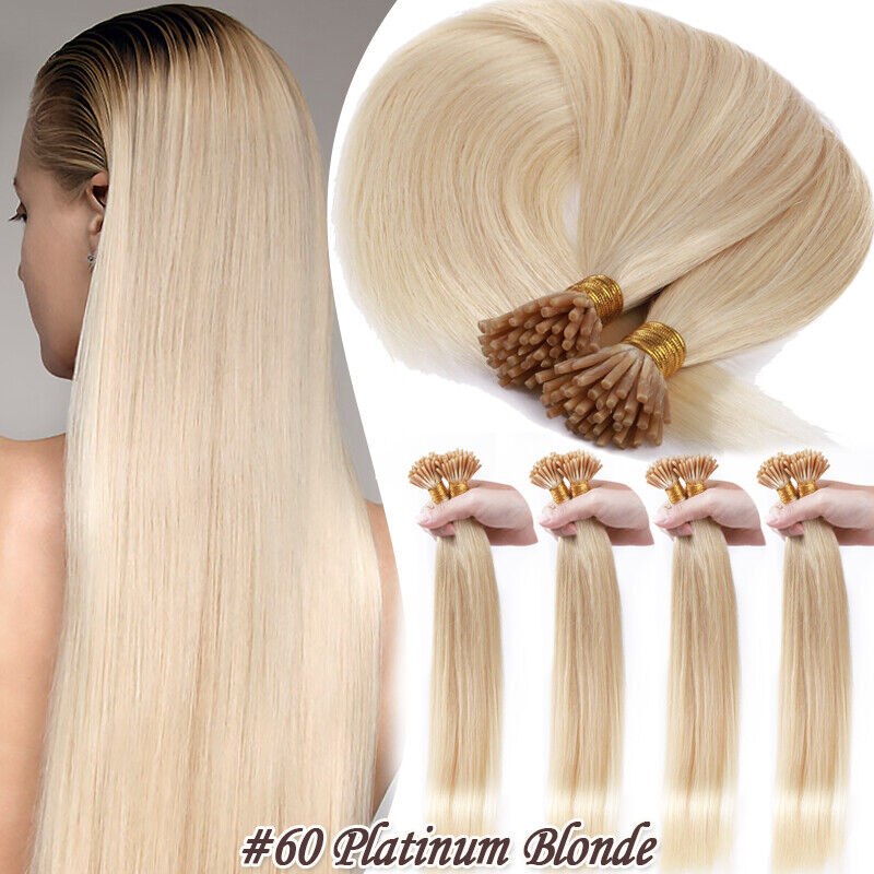 AAAAAA+ Micro Ring I TIP Stick Tip Real Remy Human Hair Extensions Bleach Blonde Popularny klasyczny, nowy