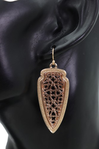 Women Hook Earring Rose Gold Color Metal Arrowhead Viking Hunter Fashion Jewelry - Picture 11 of 12