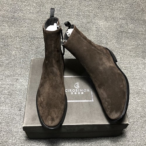 Hombres British Chelsea Botines Gamuza Real Cuero Zapatos Negocios Fiesta Cremallera - Imagen 11 de 38