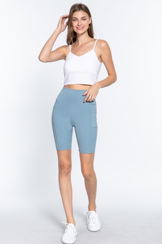 High Waist Yoga Shorts Pocket Sport Women Gym Compression Leggings Fitness Tight - Picture 23 of 37