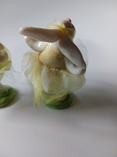 Set Of Two Ceramic Ballerina Bunny Figurines - Picture 7 of 8