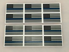 12 Mini Blue Line AMERICAN FLAG Vinyl Stickers USA Flag Decals Hard Hats Helmets