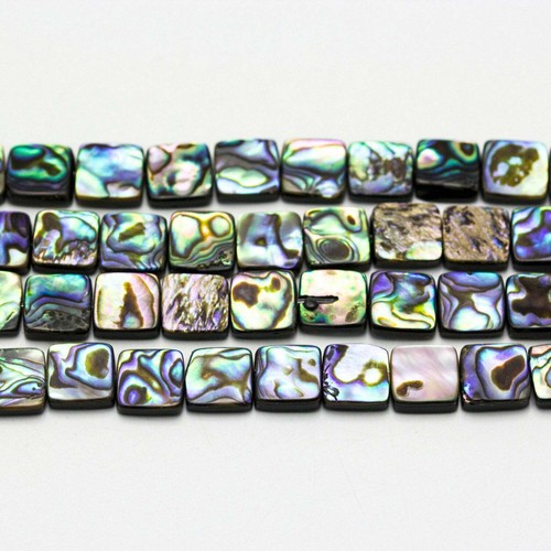 Abalone Square Shape Beads 8mm 10mm 12mm 14mm 16mm 15.5" Strand - Picture 5 of 5