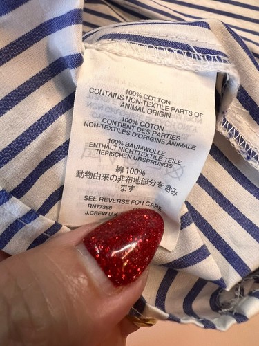J. CREW Womens Top Size M Medium BUTTON-BACK STRIPED PEPLUM TOP IN BLUE/WHITE - Picture 9 of 9