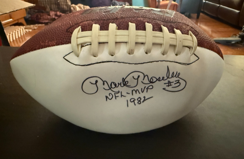 Mark Moseley signierter Fußball mit 82 MVP Washington Redskins